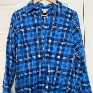 LL BEAN Blue Button Down Flannel, Relaxed Fit